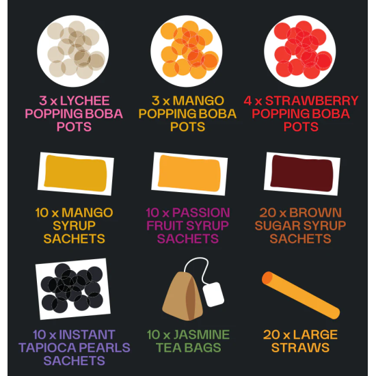 Global Boba Bubble Tea Business starter kit - Mixology Kit (makes 20 drinks)