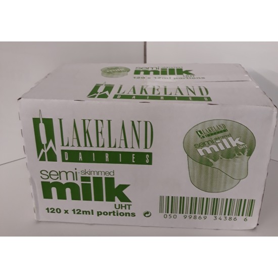 Lakeland UHT Semi-Skimmed Milk Portions (120 x 12ml) - Small milk pots, ideal for hotels