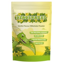 Dinoshakes Vanilla Milkshake Powder (1kg) - Vegan, Vegetarian and Kid-Friendly - No Added Sugar